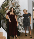Midi dress in burgundy