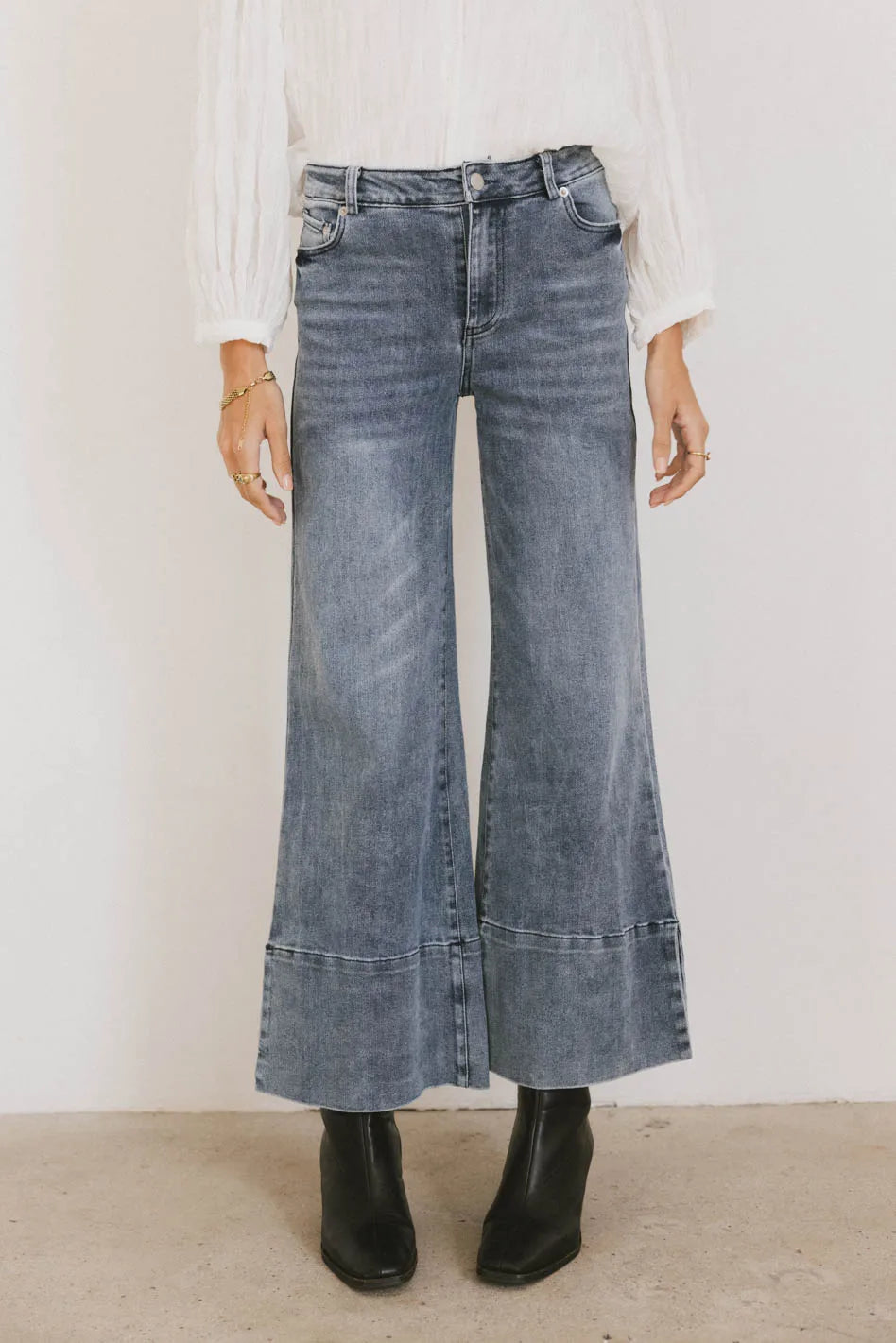 High rise denim in medium wash
