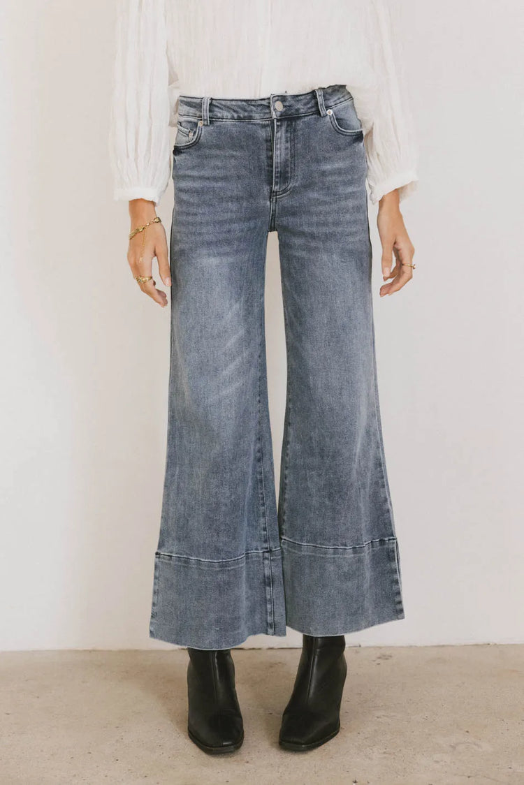 High rise denim in medium wash