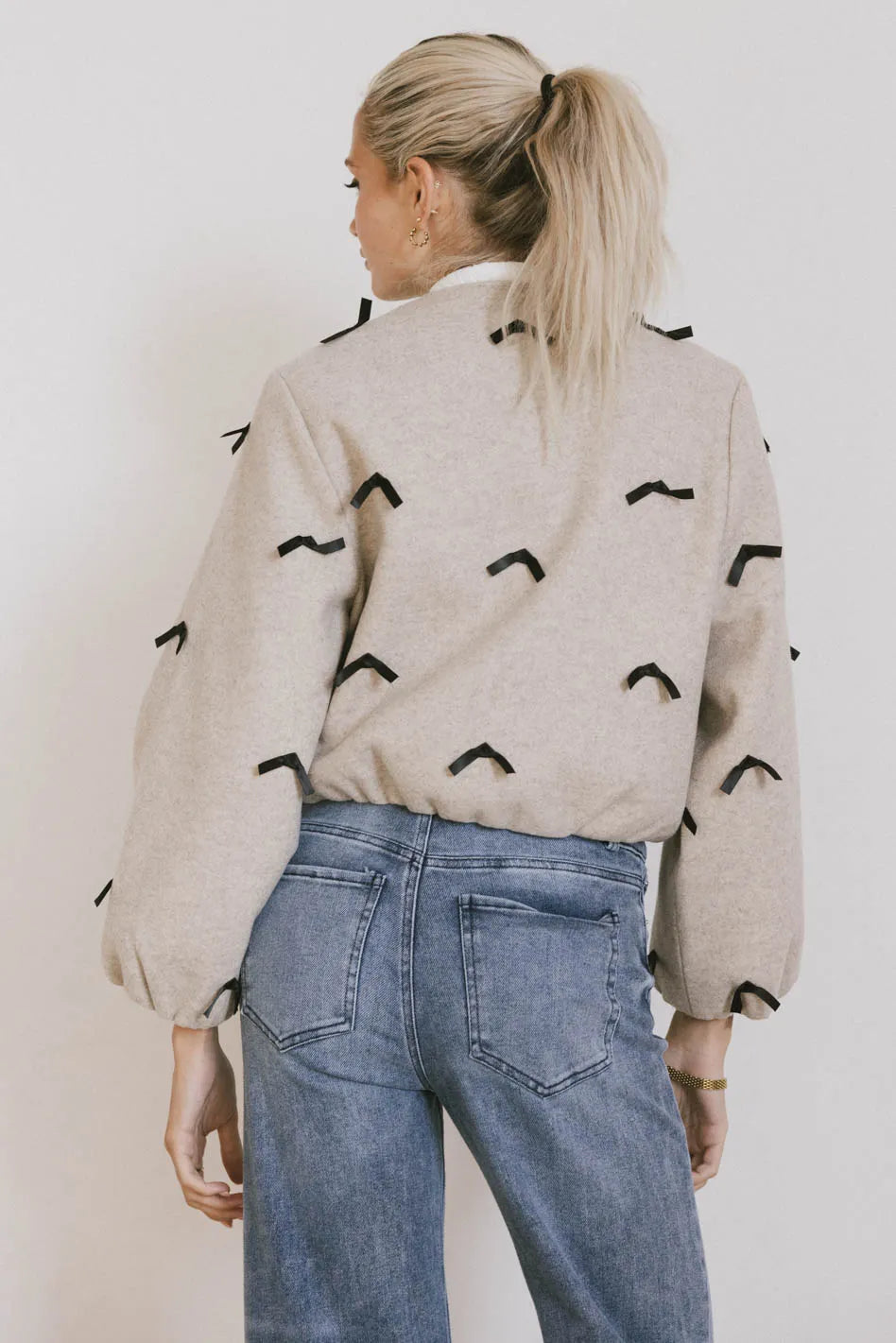 Oatmeal bomber jacket