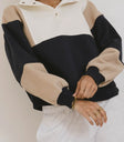 Ribbed cuff sleeves top in multi color