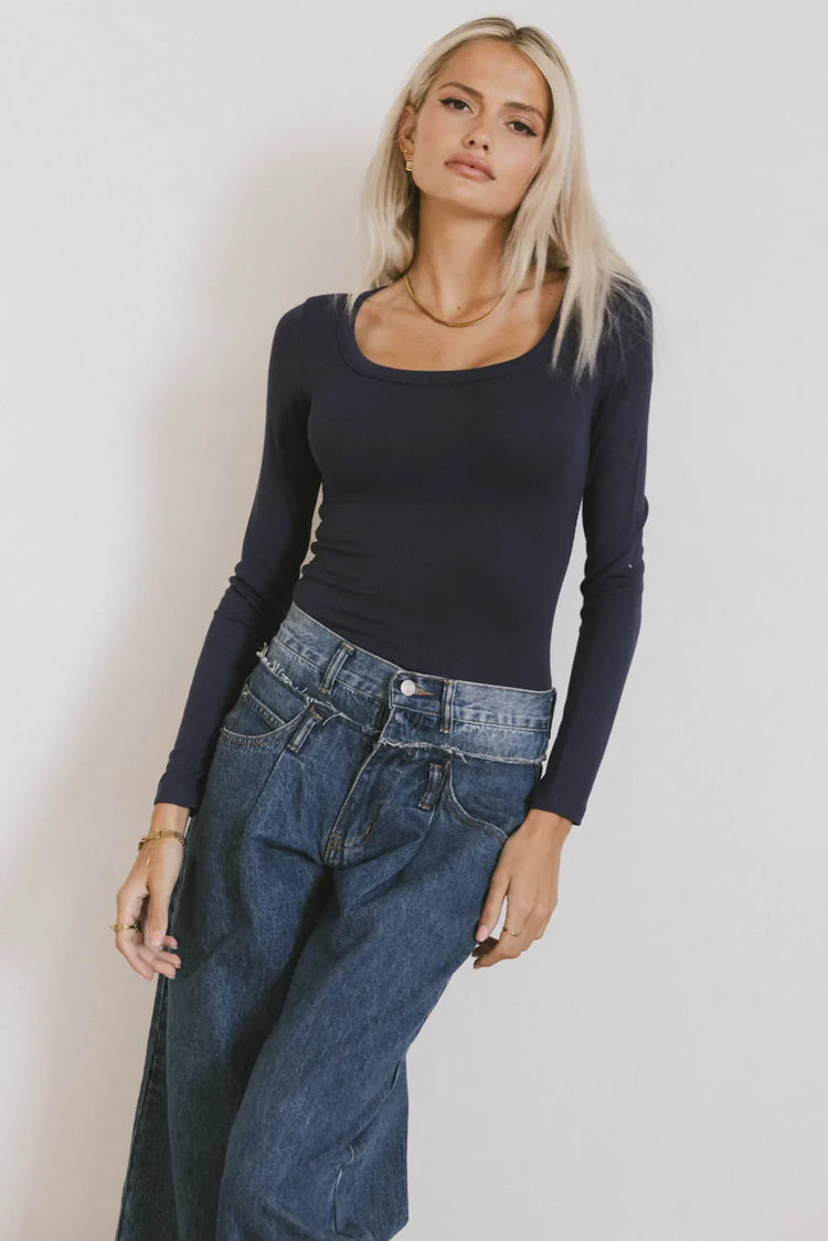 Knit top in navy