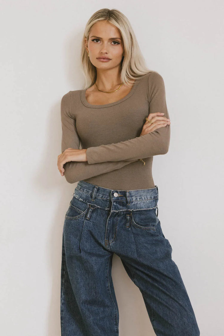 Knit top in taupe