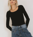 Round neck top in black