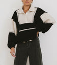 black and cream sherpa sweater