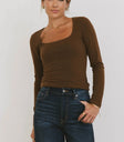 U-Neck top in brown