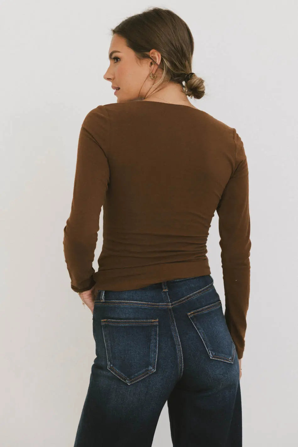 Plain color top in brown