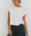 Round neck top in white
