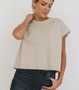 Round neck top in bone