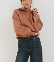 Half zip sweater in brick
