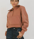 Half zip sweater in brick