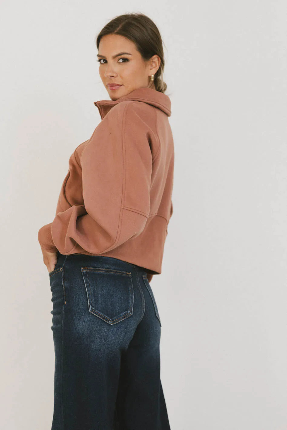 Long sleeves sweater in brick