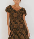 Heart neck dress in brown