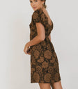 Short sleeves mini dress in brown