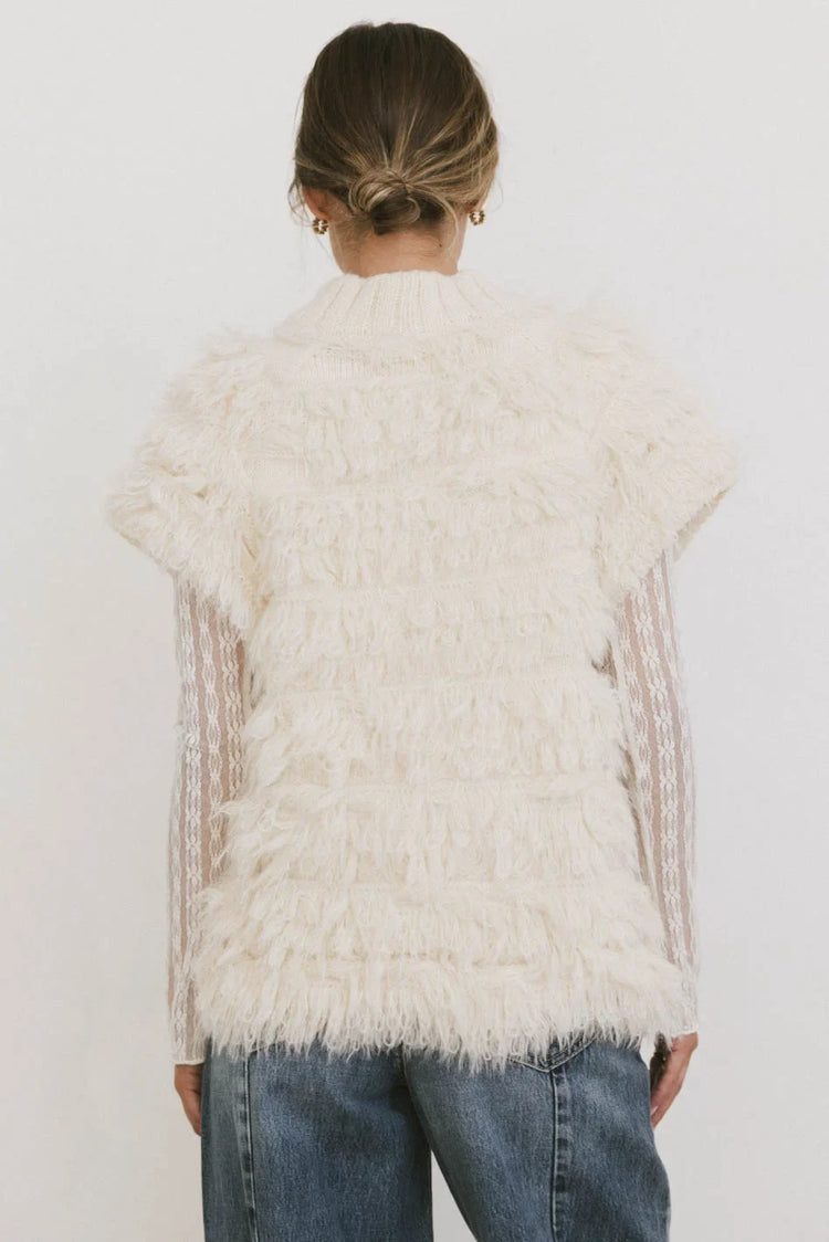 Plain color vest in cream