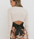 ribbed sweater with black bow tie