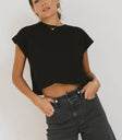 Round neck top in black