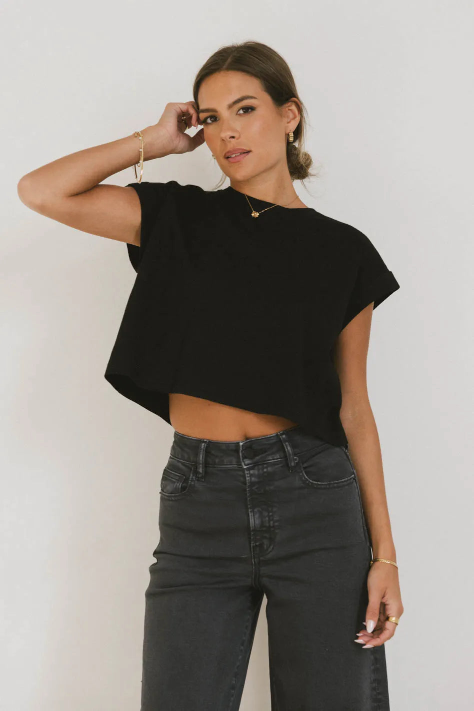 Short sleeves top in black