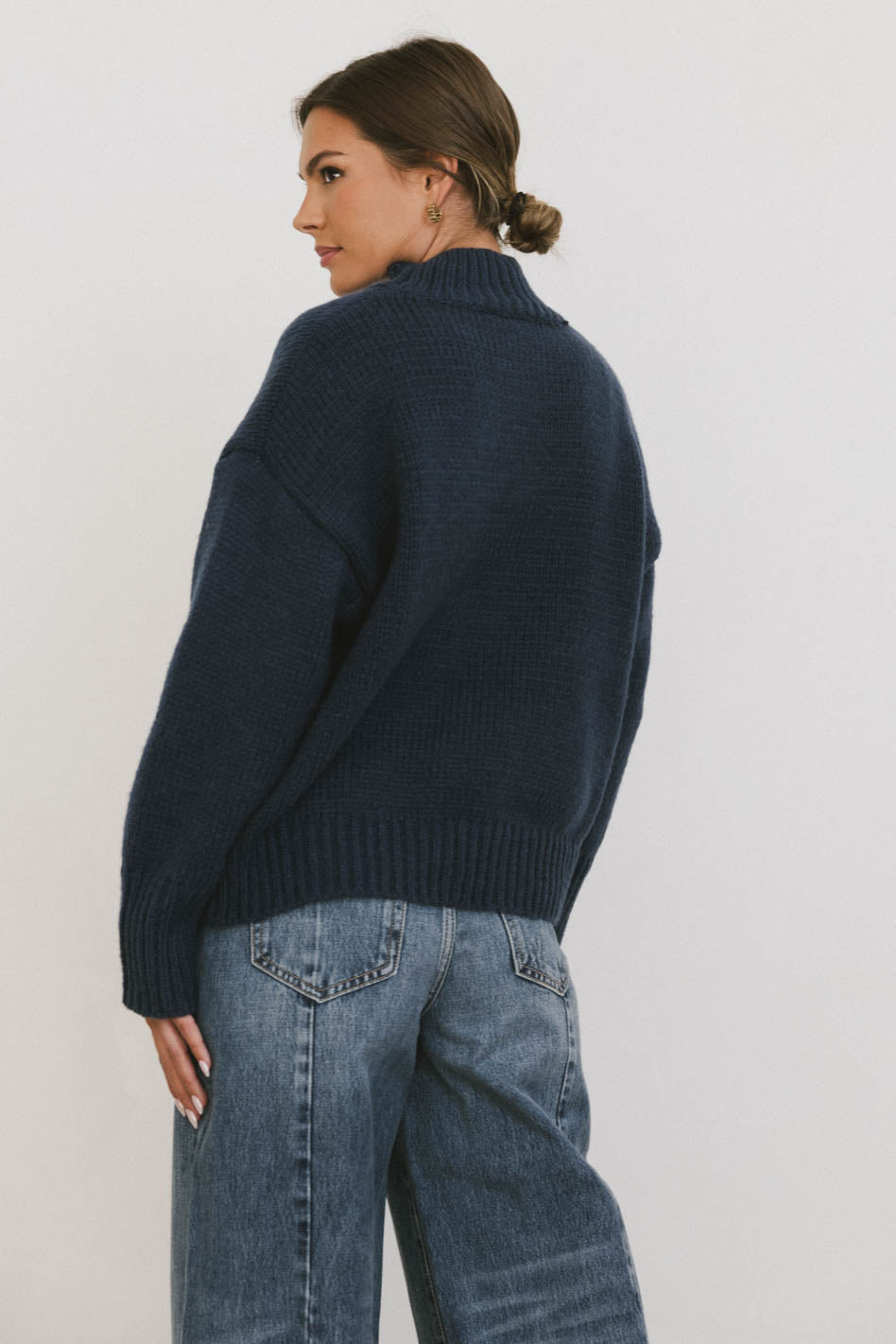 navy knit sweater