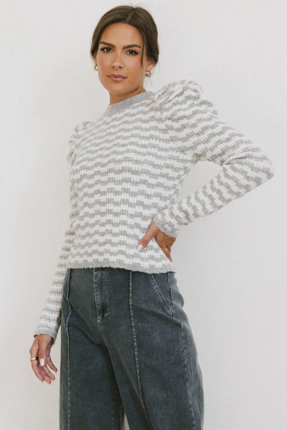 Waffle sweater in grey