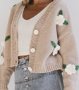 knit cardigan with 3d flowers