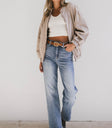 TAN JACKET WITH FRONT ZIPPER