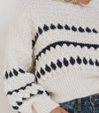 contrast knit sweater in ivory and navy
