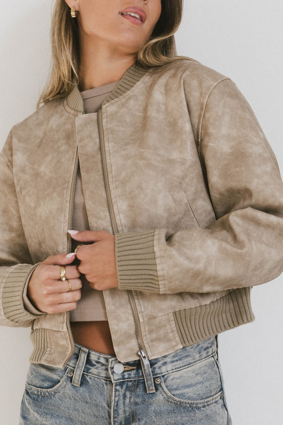 leather jacket in tan
