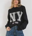 Round neck sweater in navy