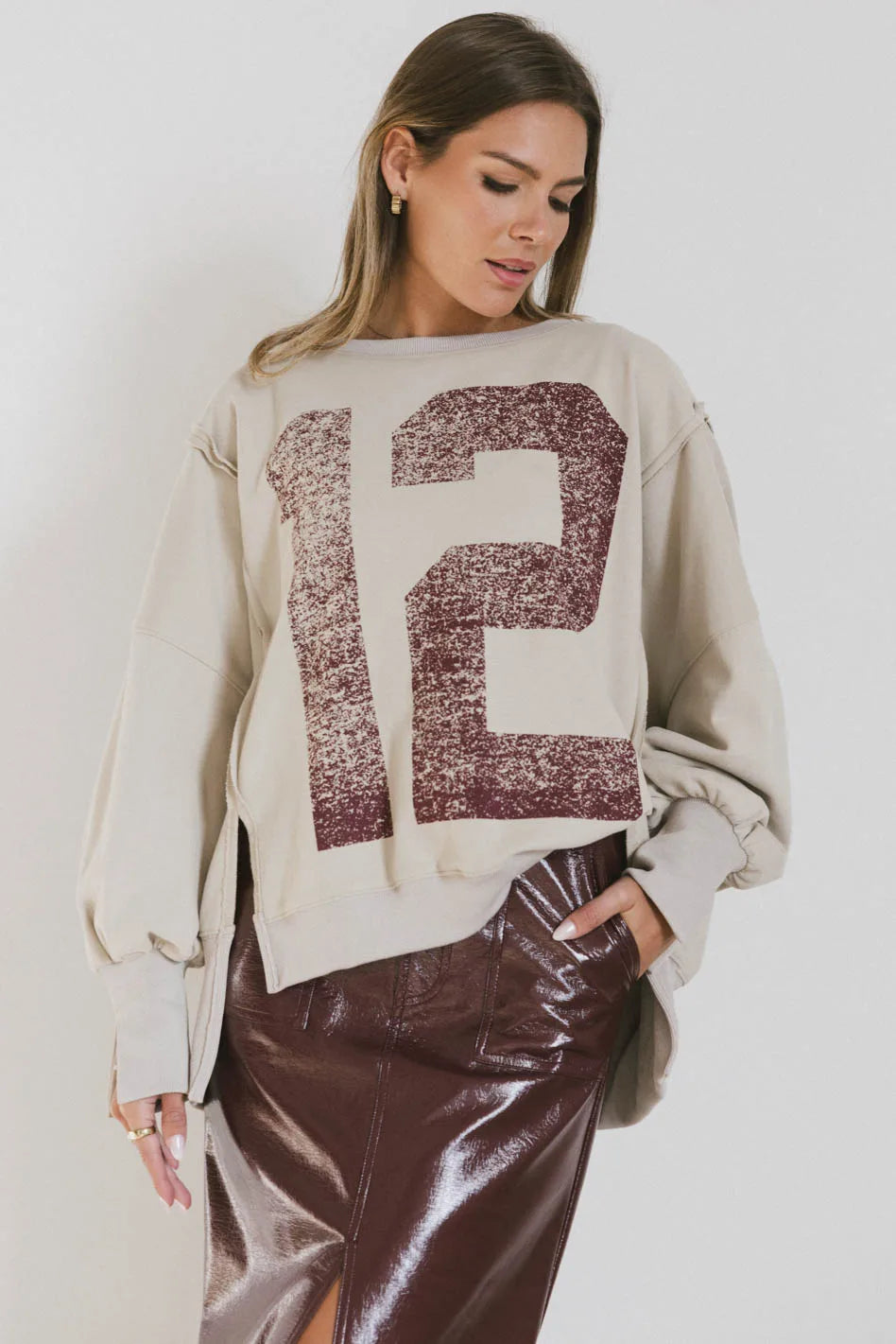 Long sleeves top in taupe