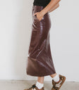 VEGAN LEATHER SKIRT WITH POCKETS