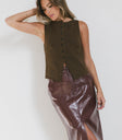 button up vest in leopard print