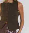 leopard print button front vest