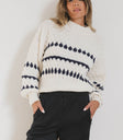 knit sweater in ivory and navy