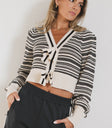 front bow knit cardigan