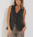 BUTTON FRONT TWEED VEST IN GREY