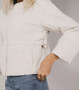 Adjustable waist tie jacket in cream