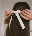 Long Tail Bow Hair Clip in Ivory