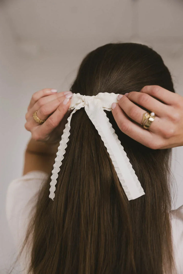 Long Tail Bow Hair Clip in Ivory