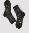 Semi Sheer Floral Socks in Black