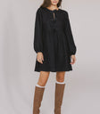 front bow tie mini dress