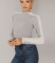 CONTRAST KNIT TOP IN GREY