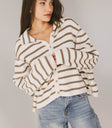 striped button front cardigan