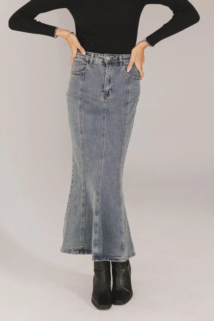 Medium wash denim skirt
