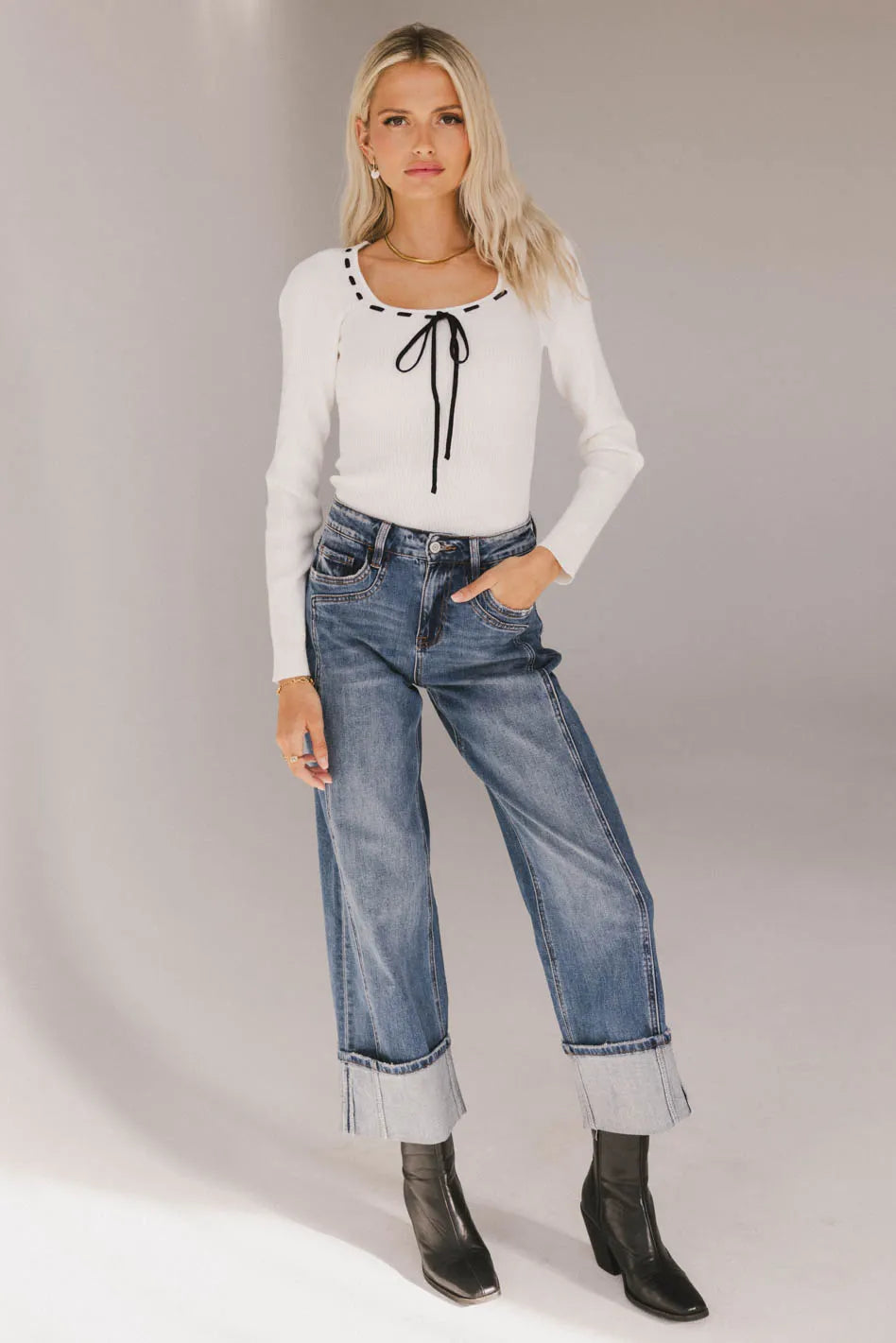 Long sleeves top in white