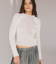 long sleeve white textured sweater