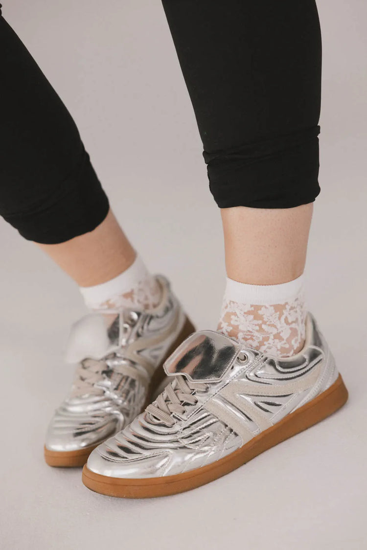 White floral socks