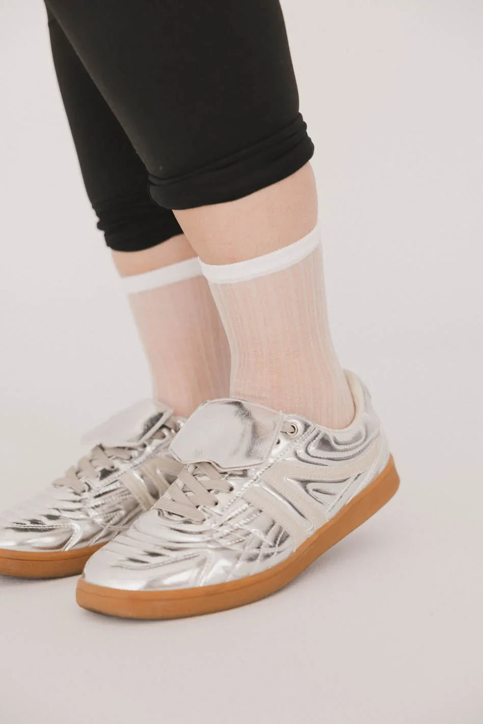 White sheer striped socks
