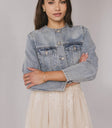 Round neck denim jacket