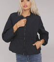 Round neck jacket in navy